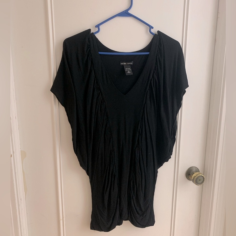 Bat wing Ruched, longline, stretch, top.